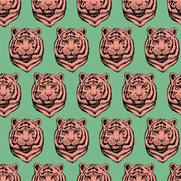 Vector illustration of Tigers Seamless Pattern