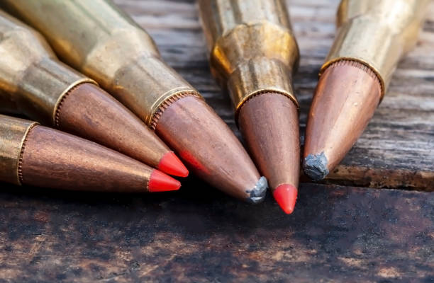istock A close up of five different caliber rifle bullets 1222998721