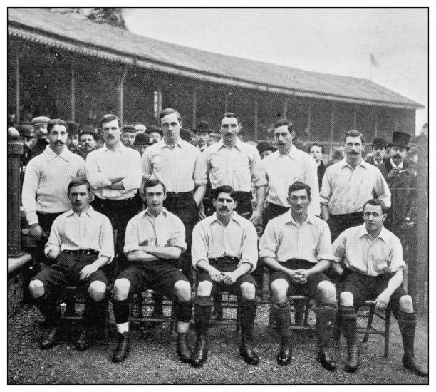 Antique black and white photograph of sport, athletes and leisure activities in the 19th century Antique black and white photograph of sport, athletes and leisure activities in the 19th century: italy soccer stock illustrations