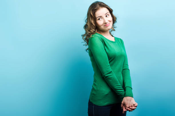 istock Romantic brown-haired girl posing with a shy smile. 1223000033