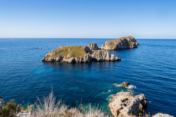 Beautiful Malgrats Islands at Majorca coastline stock photo