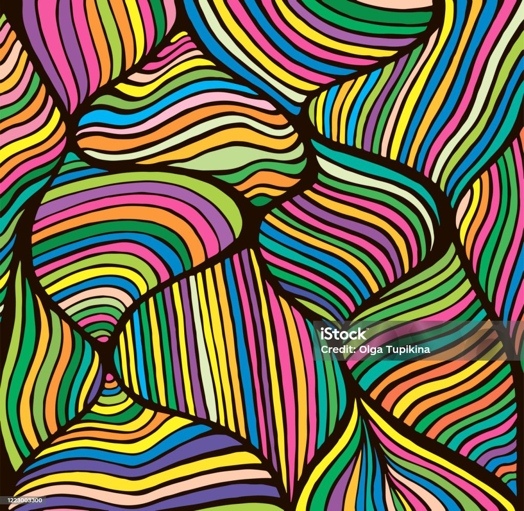 Bright Abstract Lines Art Pattern Rainbow Multicolor Color ...