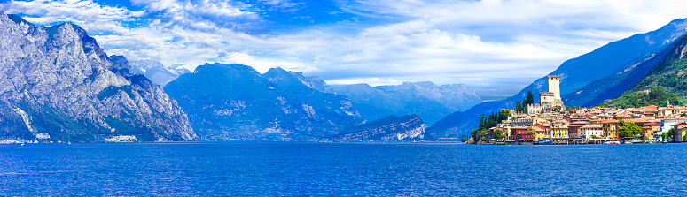 Lake Garda (Lago di Garda) is one of the most popular and beautiful lakes of Italy. View of Malcesine village.