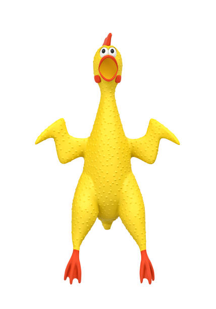 Screaming rubber chicken isolated on white background. 3D rendering