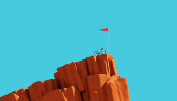 istock Bicycle on top of a mountain, winner concept, 3d illustration 1223009888