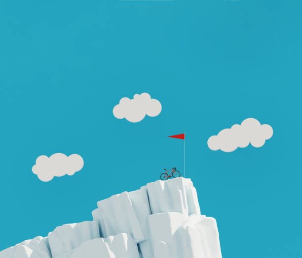 istock Bicycle on top of a mountain, winner concept, 3d illustration 1223009989