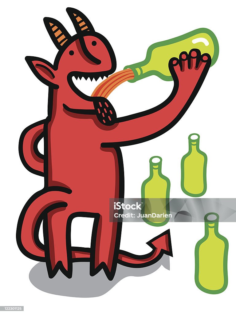 devil pijać piwo - Grafika wektorowa royalty-free (Alkohol - napój)