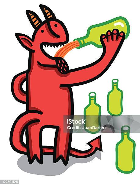 Devil Pijać Piwo - Stockowe grafiki wektorowe i więcej obrazów Alkohol - napój - Alkohol - napój, Bar - Lokal gastronomiczny, Butelka