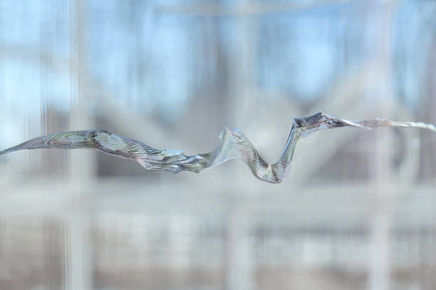 Large crack on the glass. Macro shot, photograph. Broken window.