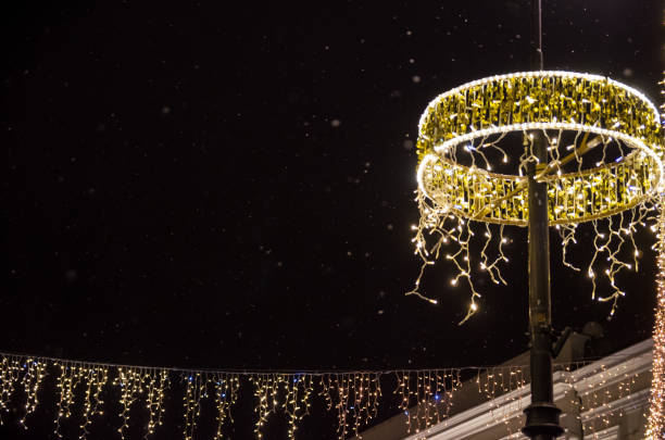 istock Beautiful illuminations with space for text on a black background of the sky 1223014461