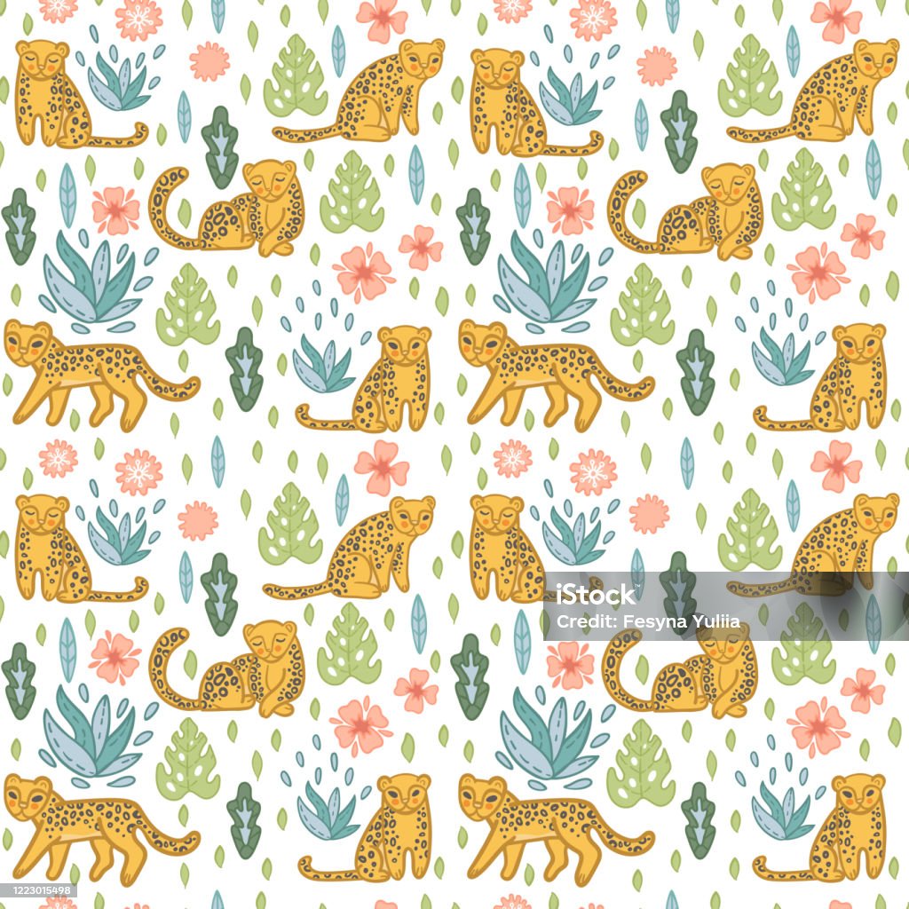 Plant Leopard Pattern Exotic Plants And Leopard Stock Illustration - Download Image Now ...