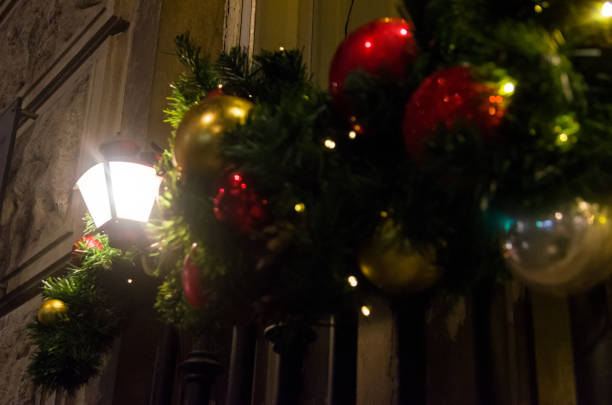 istock Christmas winter decorations on the window from the outside 1223015908