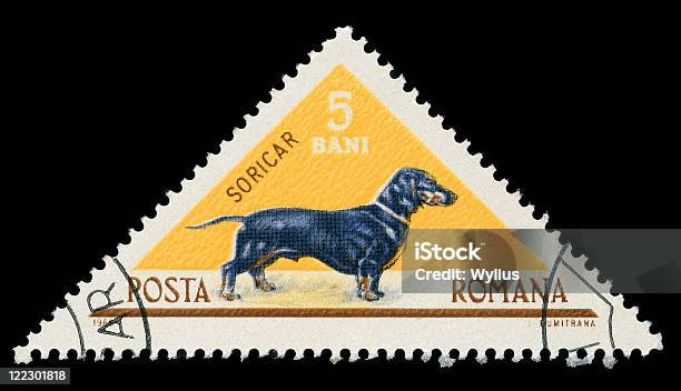 Romanian Post Stamp Stock Photo - Download Image Now - Dog, Painting - Art Product, Retro Style