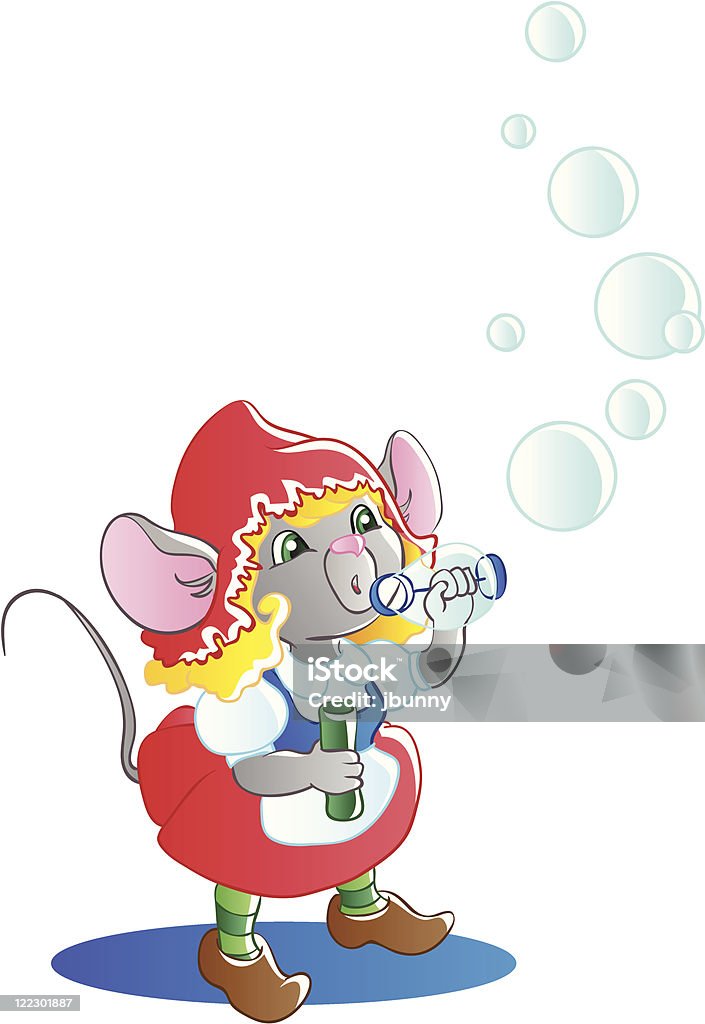 Soap Bubble Mouse Little mouse blow soap bubble. Vector illustration with gradient. Isolated on white. Bubble stock vector