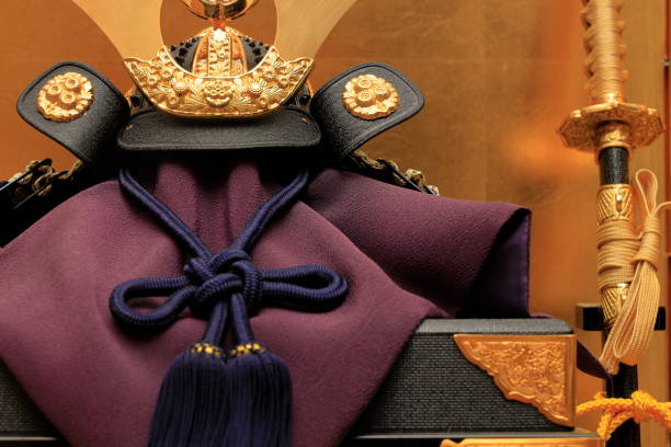 istock dolls for the boys' festival (Japanese tradition with gold screen) 1223021310