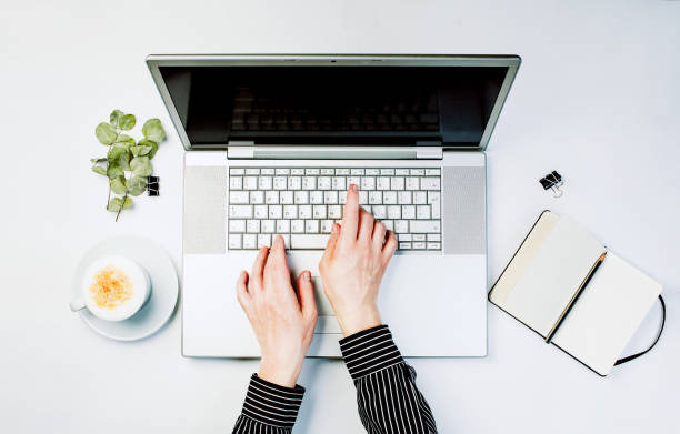 istock Female hands working on modern laptop. 1223022391