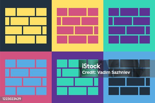 istock Pop art Bricks icon isolated on color background. Vector Illustration 1223023429