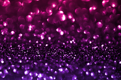 Purple Glitter Gradient Bokeh Lights Background Pattern Hot Pink Ultra Violet Circle Holiday Dust Bubble Particle Texture Macro Photography Luxury Backdrop for presentation, flyer, greeting card, poster, brochure, banner