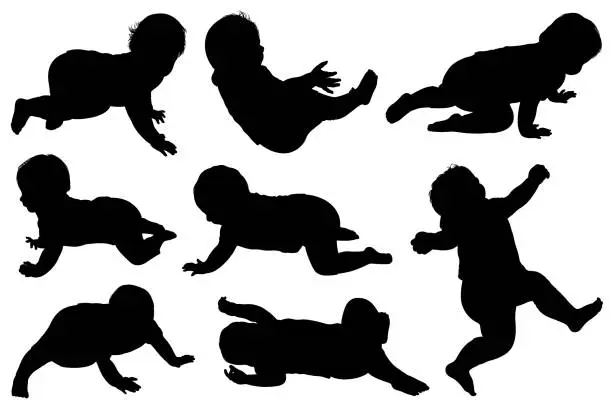 Vector illustration of Illustration of baby silhouettes