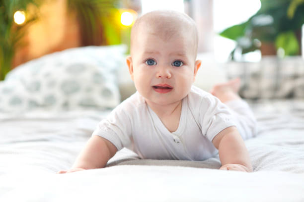 istock Cute baby with beautiful blue eyes 1223026807