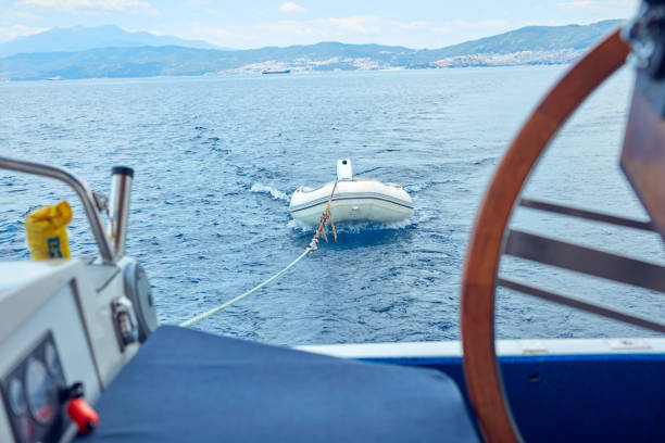 istock View of a sailing ship front deck and open sea. 1223031344