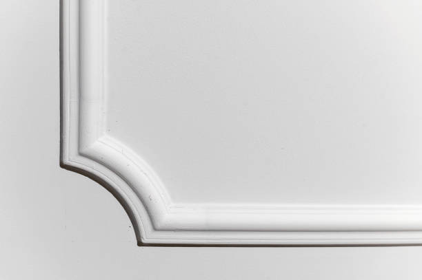 istock Light decorative item made of white plaster on ceiling close-up 1223036299