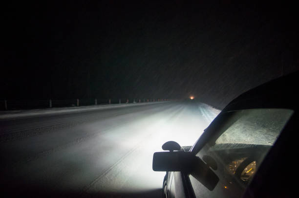istock Dangerous Winter Road at Night. 1223038089