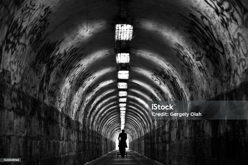 A public service tunnel in Budapest. A public service tunnel in Budapest, Hungary. Popular among cyclists and pedestrians. Budapest Stock Photo