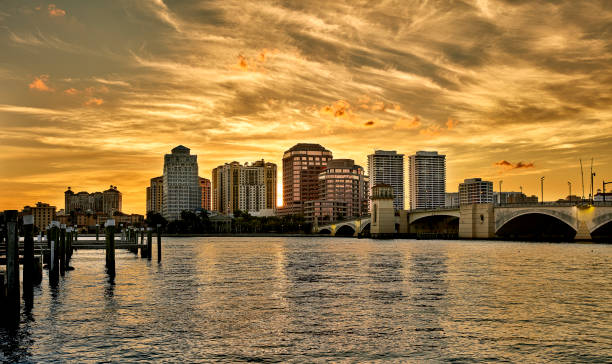 istock Spectacular sunset in Downtown West Palm Beach after an intense summer day 1223039337
