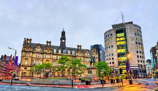 View of City Square in Leeds - West Yorkshire, England