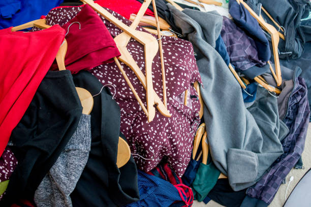 istock pile of used clothes. Second hand for recycling 1223042172