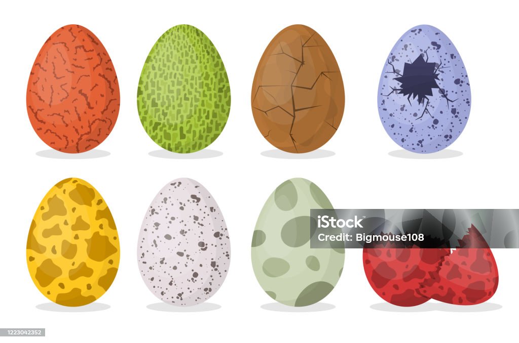 Ilustración de Dibujos Animados Color Dinosaurio Huevos Iconos Set Vector y  más Vectores Libres de Derechos de Huevo - Comida básica - iStock