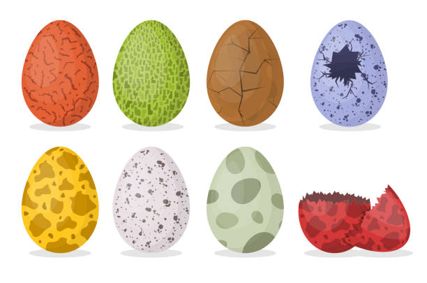  Ilustración de Dibujos Animados Color Dinosaurio Huevos Iconos Set Vector y más Vectores Libres de Derechos de Huevo