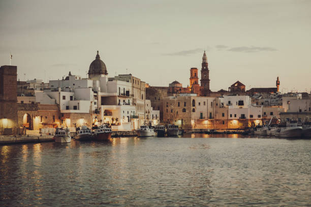 View of a nice fishing harbor and marina in Monopoli, Puglia region, Italy View of a nice fishing harbor and marina in Monopoli, Puglia region, Sauthern Italy monopoli puglia stock pictures, royalty-free photos & images