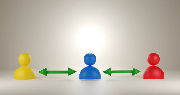 istock Social distancing. safety space between for people to avoid spreading COVID-19 Virus. Keep distance. 3d rendering. 1223044165