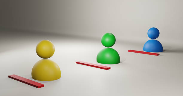 istock Social distancing. safety space between for people to avoid spreading COVID-19 Virus. Keep distance. 3d rendering. 1223044174