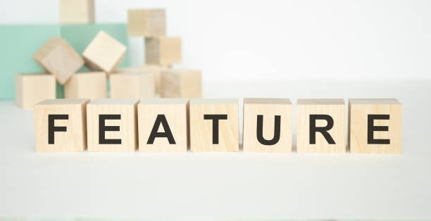 istock Feature Word Written In Wooden Cube on a light background 1223044233