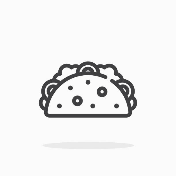 Taco icon in line style. Taco icon in line style. For your design, logo. Vector illustration. Editable Stroke. tacos stock illustrations