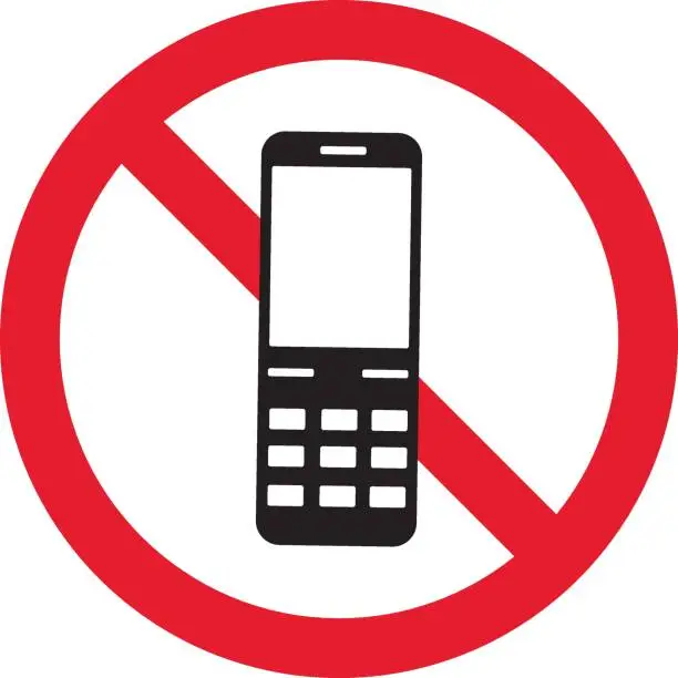 Vector illustration of No phone sign, prohibition sign, ban