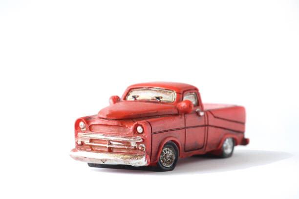 istock red pickup isolated on white background. Image contains copy space 1223049323