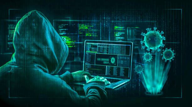 covid-19  hacker scam hacker  phishing scam during coronavirus pandemic cyber security concept computer virus photos stock pictures, royalty-free photos & images