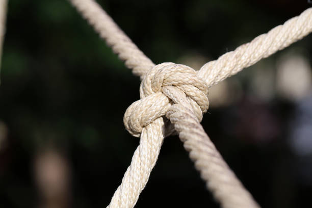 istock Hemp Ropes with Large Knots in a Playground, Soft Background 1223051285
