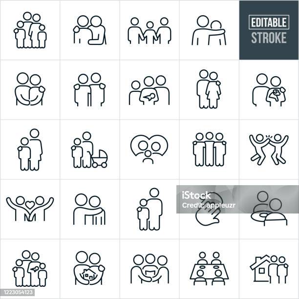 Family And Relationships Thin Line Icons Editable Stroke Stock Illustration - Download Image Now