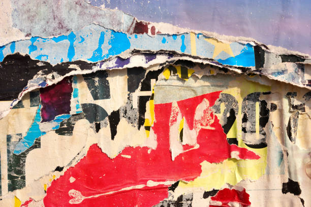 istock Old blank ripped torn paper crumpled creased colorful posters grunge textures backdrop backgrounds placard 1223054840