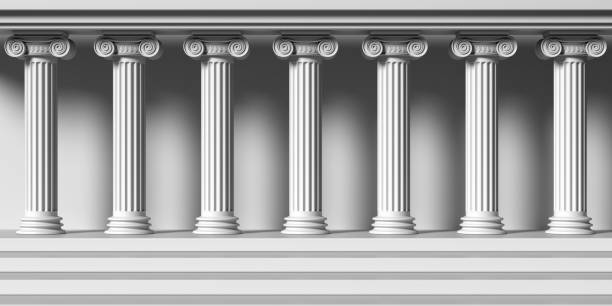 istock Classic colums marble stone, Classical building facade. 3d illustration 1223056270