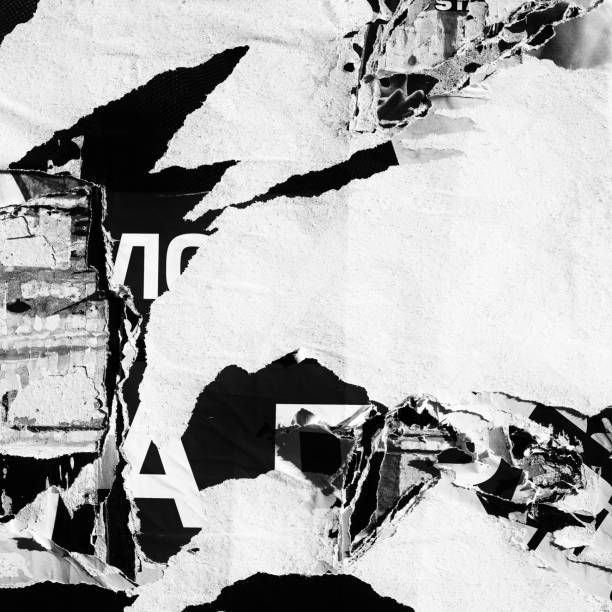 istock Blank white black old ripped torn paper crumpled creased posters grunge textures backdrop backgrounds placard 1223059476