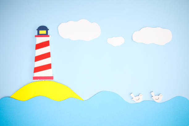 istock Paper sea with lighthouse - Handmade 1223060575