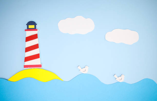 istock Paper sea with lighthouse - Handmade 1223060580
