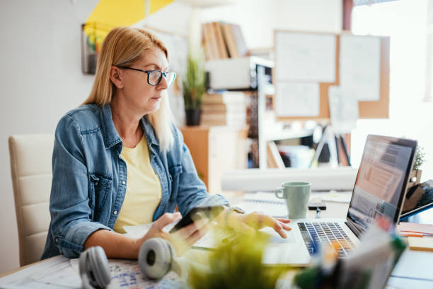 istock Blond hair woman working from home during COVID-19 1223060919