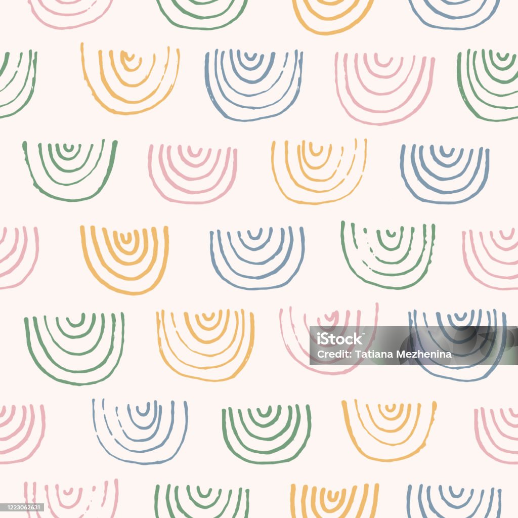 Arcing Patterns Cute Abstract Colorful Textured Arc Shapes Pattern Stock Illustration ...